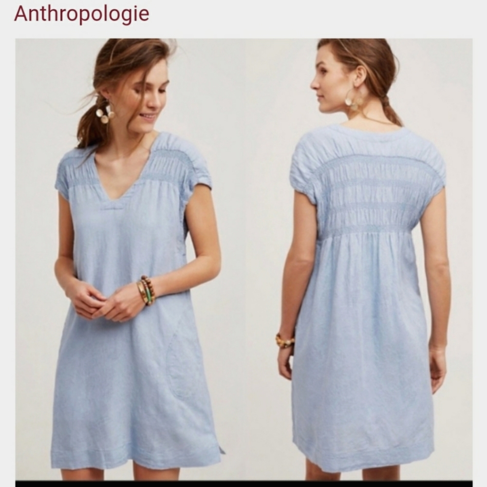 Anthropologie Maeve Flowy Dress, Ruching & Pockets